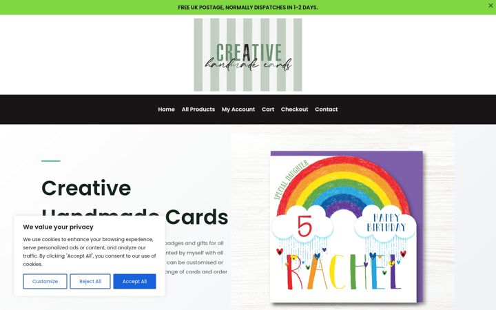 Screenshot of creativehandmadecards.co.uk