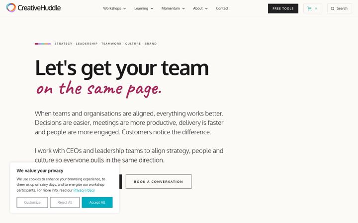 Screenshot of creativehuddle.co.uk