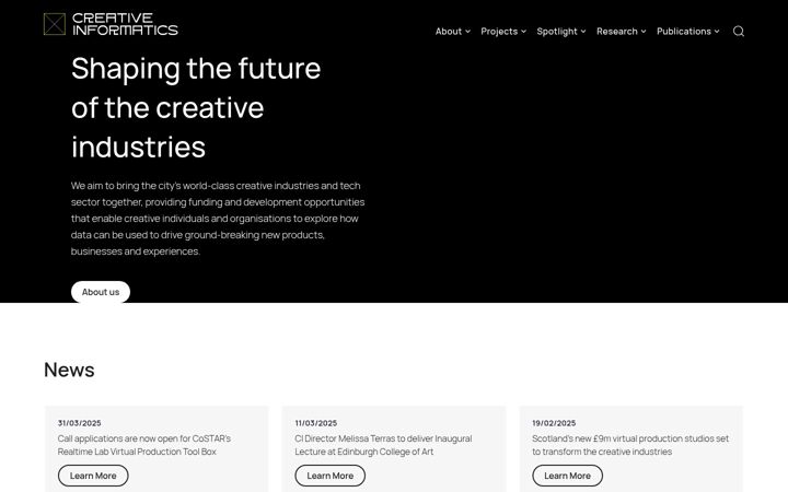 Screenshot of creativeinformatics.org