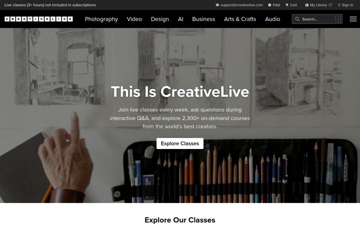 Screenshot ta' creativelive.com
