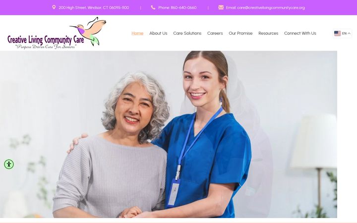 Screenshot of creativelivingcommunitycare.org