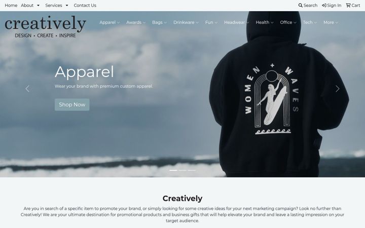 Screenshot of creativelypromotions.com