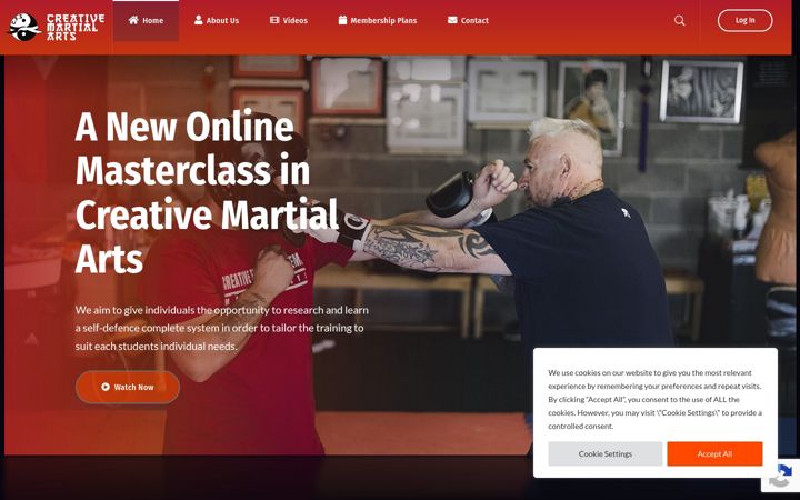 Screenshot of creativemartialarts.co.uk