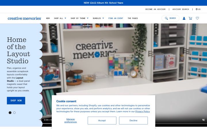 Screenshot of creativememories.ca