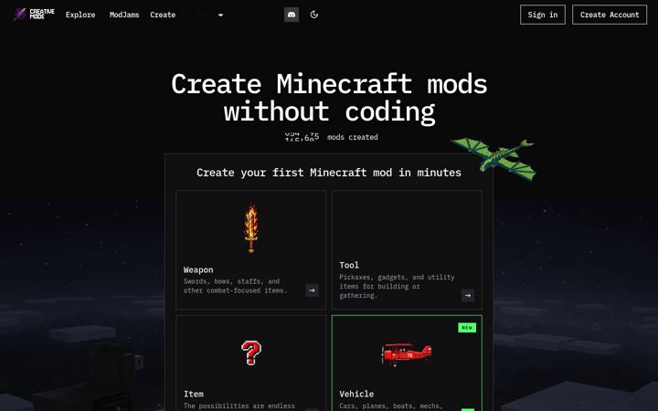 Screenshot stránky creativemode.net