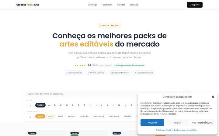 Screenshot of creativepacksarts.com