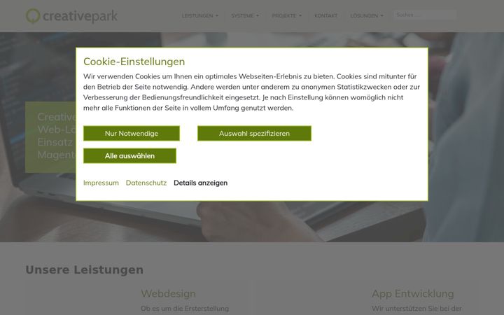 Screenshot of creativepark.de