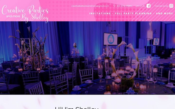 Screenshot of creativepartiesandmorebyshelley.com