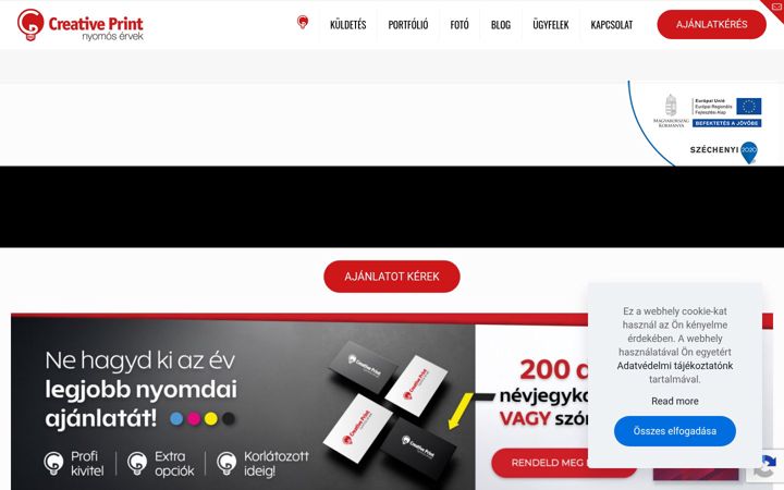 Skærmbillede af creativeprint.hu