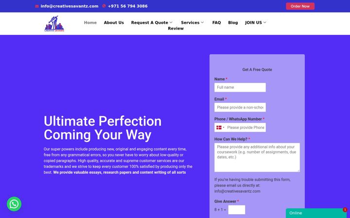 Screenshot of creativesavantz.com
