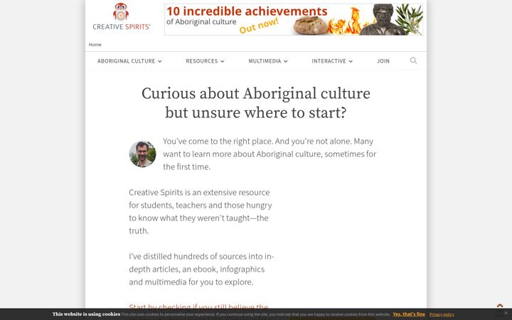 Screenshot of creativespirits.info