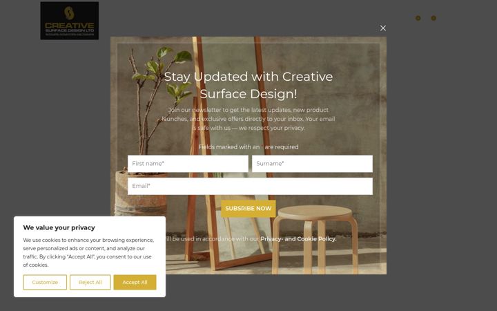 Skærmbillede af creativesurfacedesignltd.ie