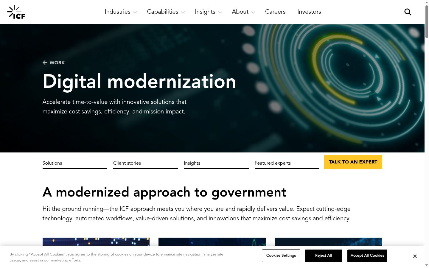 Screenshot del banner di consenso mostrato prima di qualsiasi interazione