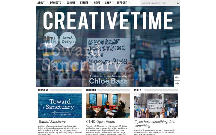 Snimka zaslona za creativetime.org
