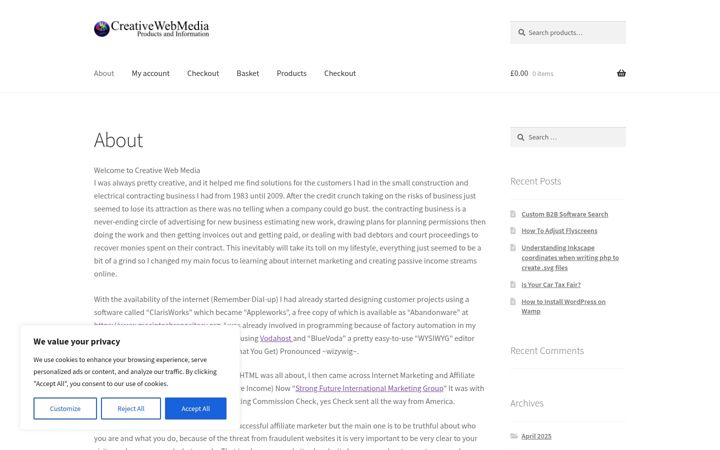 Екранна снимка на creativewebmedia.co.uk