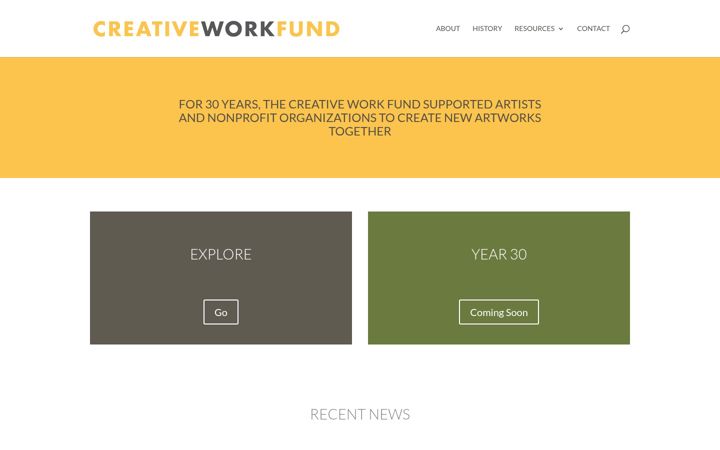 Screenshot of creativeworkfund.org