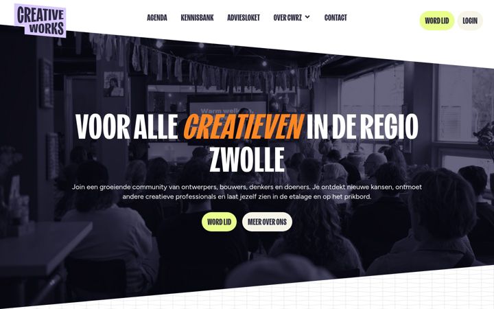 Screenshot of creativeworksregiozwolle.nl