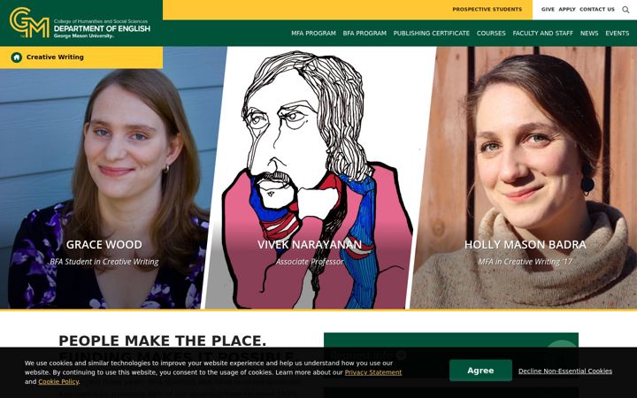 Screenshot of creativewriting.gmu.edu