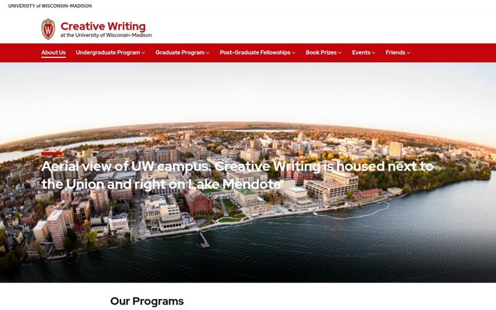 Screenshot of creativewriting.wisc.edu