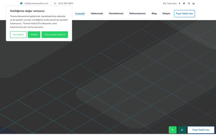 Screenshot of creativeyazilim.com