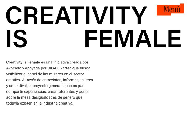 Screenshot of creativityisfemale.es