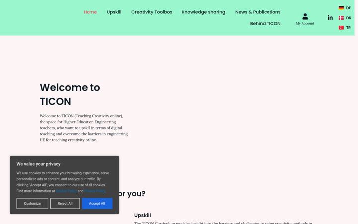 Screenshot of creativityteaching.eu