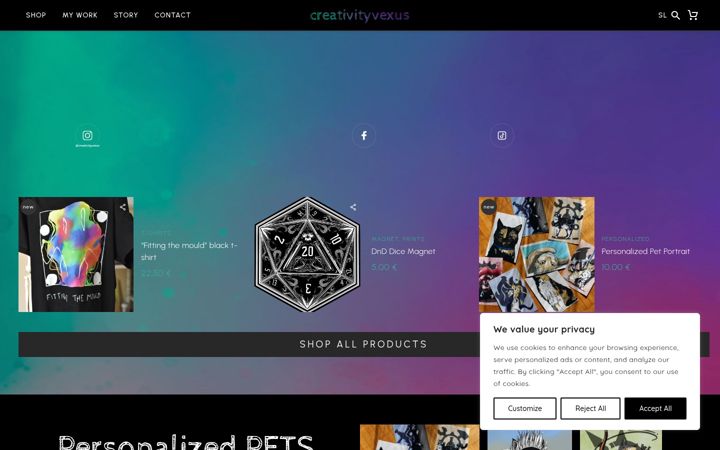 Screenshot of creativityvexus.com