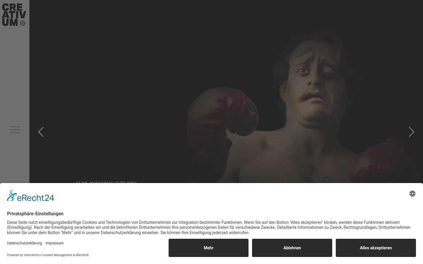 Screenshot des Einwilligungsbanners vor jeglicher Interaktion