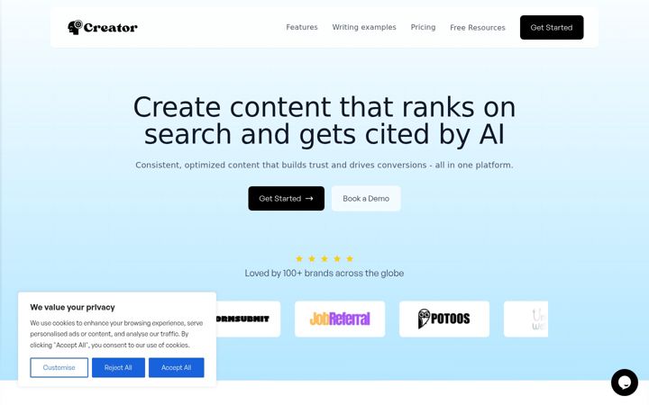 Screenshot of creator.li
