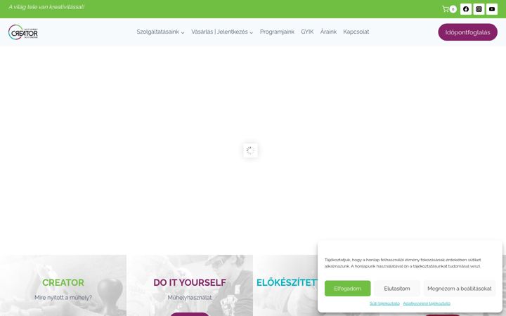 Skærmbillede af creatorbudapest.hu