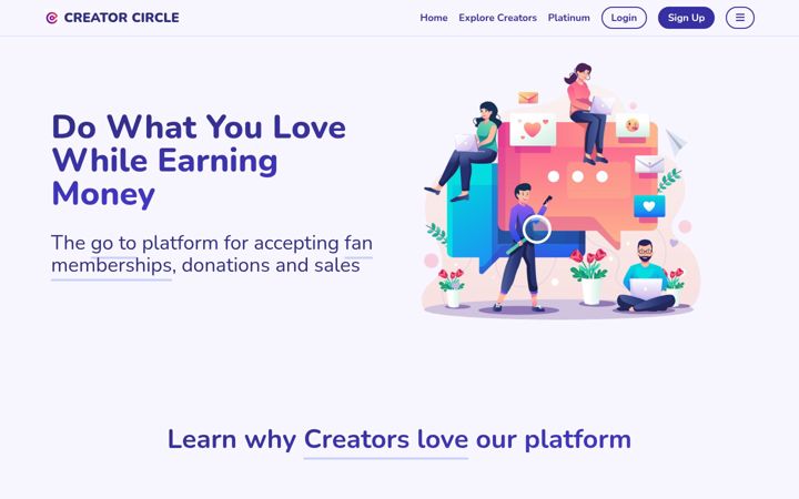 Screenshot of creatorcircle.io
