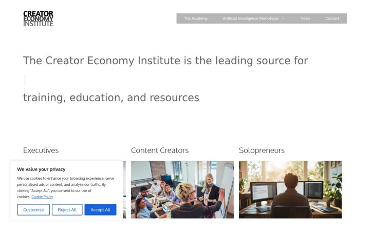 Screenshot of creatoreconomy.institute