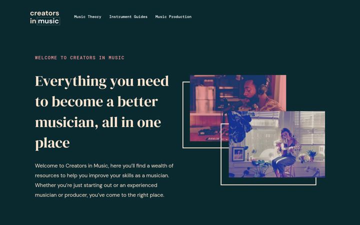 Screenshot of creatorsinmusic.com