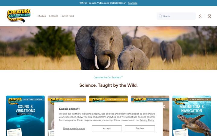 Screenshot of creaturecurriculum.com
