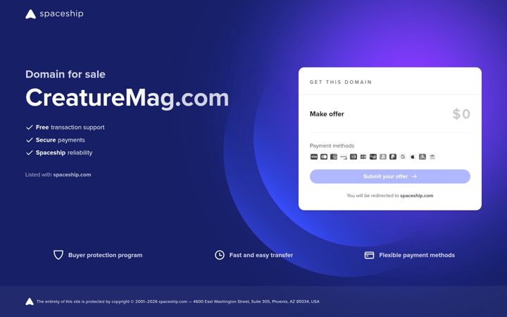 Screenshot of creaturemag.com