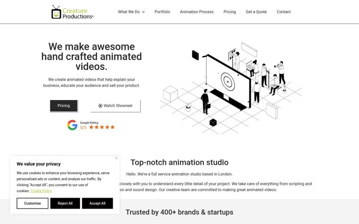 Screenshot ta' creatureproductions.co.uk