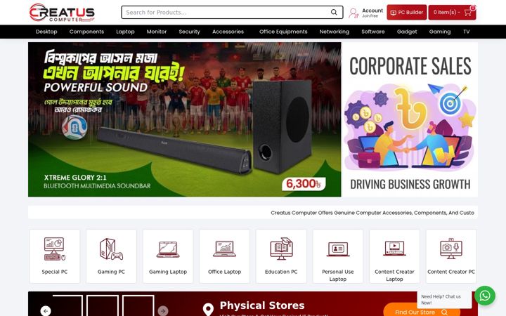 Screenshot of creatus.com.bd