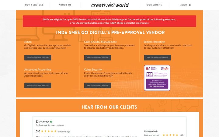 Screenshot di creaworld.com.sg