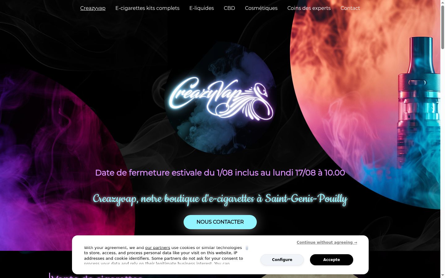 Screenshot of the consent banner shown before any interaction