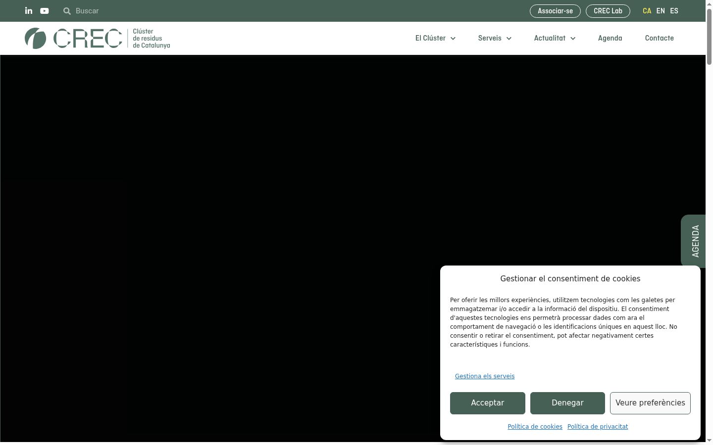 Screenshot del banner di consenso mostrato prima di qualsiasi interazione