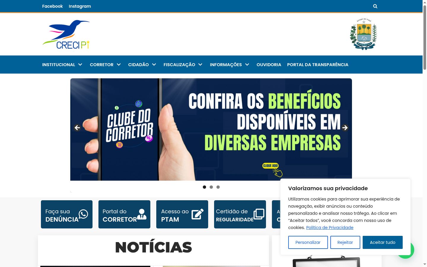 Captura de pantalla del banner de consentimiento mostrado antes de cualquier interacción