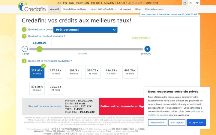 Screenshot of credafin.be
