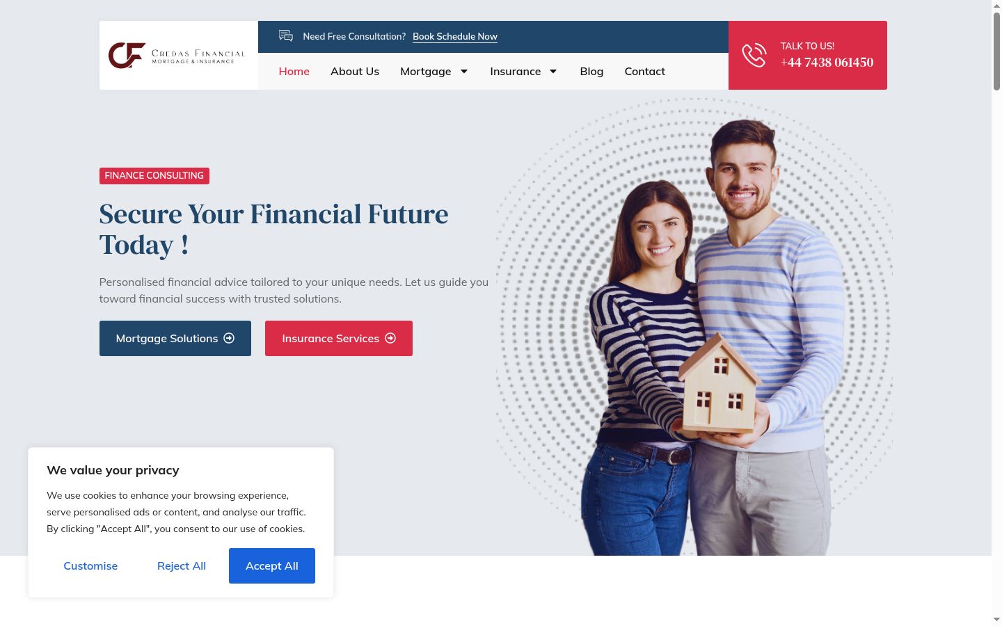Screenshot del banner di consenso mostrato prima di qualsiasi interazione