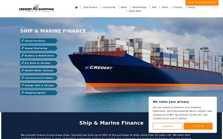Screenshot of credebtshipping.com