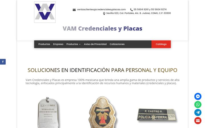Screenshot of credencialesyplacas.com