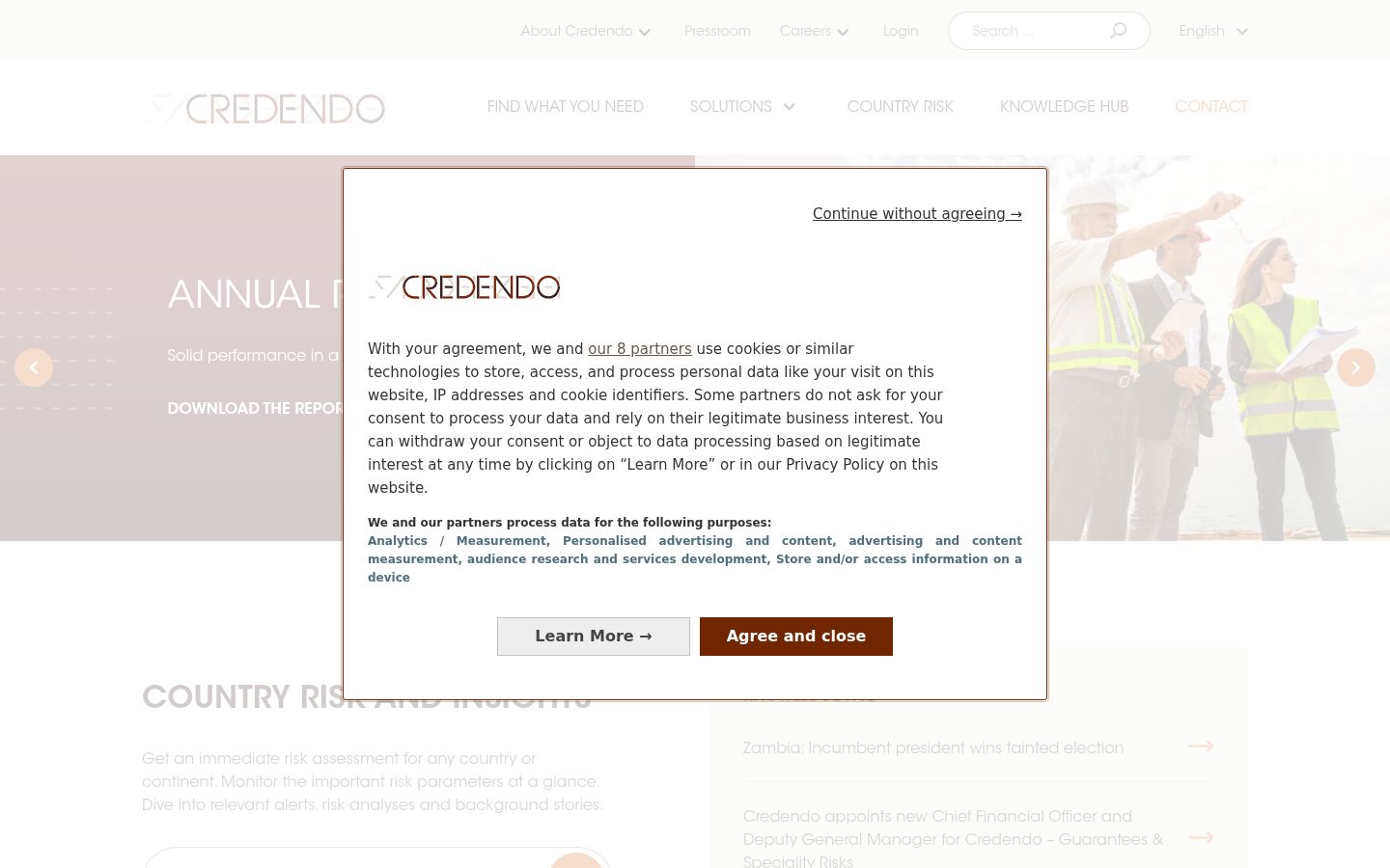 Snímka obrazovky banera súhlasu zobrazeného pred akoukoľvek interakciou