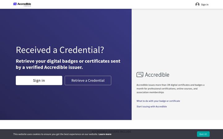 Snímek obrazovky credential.net