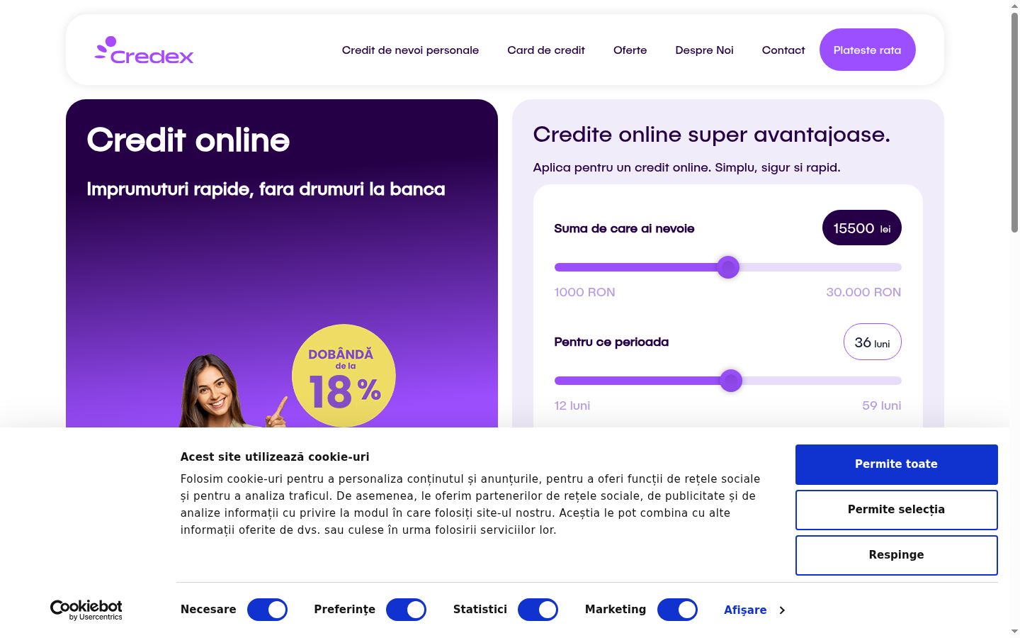 Captura de pantalla del banner de consentimiento mostrado antes de cualquier interacción