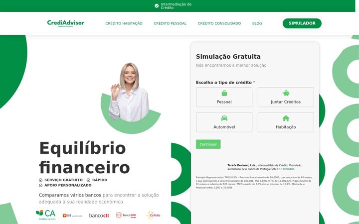 Screenshot van crediadvisor.pt
