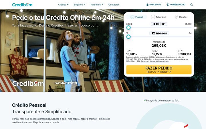 Screenshot van credibom.pt